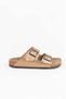Women's Gold Full Anatomical Comfort Sole Model Arizona Gold Double-Strapped Buckle Comfortable Daily Slippers - 4