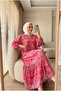 Women's Floral Patterned Layered Hijab Dress (Unlined) - 2