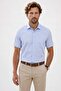 Men's Regular Fit Classic Cut Cotton Short Sleeve Dobby Blue Shirt - 8