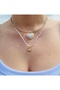 Steel Gold Necklace with White Heart Figure - 3