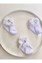 3-Piece White Decorated Baby Socks with Square Stones and Laser-Cut Roses - 6