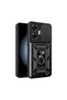 Realme C55 Compatible Tank Case - Extra Impact Protection Armored Outdoor Cover with Ring Stand - Black