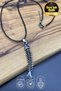 Fish Bone Necklace Steel Fish Skeleton Pendant Leather Cord Unisex Men Women Necklace - 3