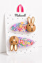 2-Piece Children's Snap Clips with Rabbit Figures – Purple Glittery Transparent Color Hair Clip Set
