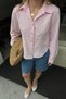 Pink Nola Short Waist Seated Women's Poplin Shirt with Pencil Detail - 5