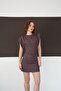Polka Dot Crew Neck Above Knee Dress - Brown |   D3013 - Coffee - 4