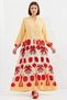 Women's Shirt Collar Floral Patterned Viscose Yellow Hijab Dress
