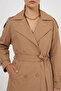 Women's Double-Breasted Collar Belted Biscuit Trench Coat - 4