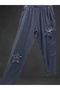 Linen Trousers with Star and Daisy Embroidery. Length 100 Cm, Elastic Waist 100 Cm. Size S/M. Basen. 120 cm L/Xl Size. Basen. 130 cm - 2