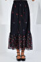 Women's Patterned Chiffon Black Skirt - 4