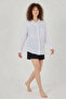 Women's Single Pocket Oversize Viscose White Shirt - 3