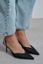 Norely Black Knitwear Mesh Embroidered Open Back Women's Heeled Shoes - 3