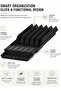 Kitchen Drawer Organizer Knife Tray- Knife storage Rack Multifunctional Drawer Knife Holder For Kitchen Accessories Easy Slide Knife Tray Set - Black - 3