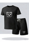 Special design cute bear printed men's premium oversize top and bottom set t-shirt and shorts set