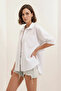 Women's Short Sleeve Basic Oversize Cotton White Shirt