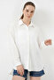 Women's Oversize Cut Cotton White Shirt - 3