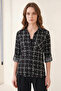 Women's Single Pocket Striped Pattern Viscose Black Shirt - 2