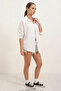 Women's Oversize Single Pocket Linen White Shirt - 3