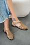Minose Genuine Leather Buckle Detail Flat Sole Sandals Tan - 2