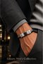 Luxury Men's Collection Black Leather Detailed Men's Steel Bracelet
