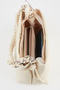 Women's Cream Faux Leather Knitted Strap Lined Zipper Closure Handbag and Shoulder Bag - 7
