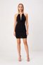 Women's Sleeveless Degaje Collar Bodycon Mini Dress Ruching Detailed Knitted Fabric Relaxed Fit Casual Modern - 4