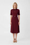 Women's Polo Collar Short Sleeve a Line Midi Dress Belted Accessory Detailed Comfortable Casual Modern Stylish Elegant - 4