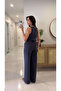 Janly Navy Blue Belted Blouse and Trousers Set - 4