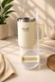 H2O Travel Tumbler 2-Piece Steel Thermos with Straws – Vacuum-Insulated, Leak-Proof and Compatible with Car Cup Holders 1.2 Lt - 4