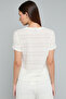 Striped Knit Top with Crew Neck and Short Sleeves - 5