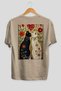 For the Love of Cats 82 Cats Printed Beige Oversize T-Shirt 100% Cotton Unisex Cat Lover Premium Design