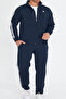 Men's Navy Blue Half Turtleneck Two Thread Large Size Tracksuit Set Lcv201550B - 2