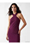 Burgundy Halter Neck Dress - 7