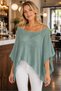 Women's Asymmetrical Cut Transparent Soft Textured Cotton Light Mint Knitwear Cape Poncho - 4