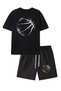 Men's Oversize Basketball Ball Graphic Printed T-Shirt Shorts Set 100% Cotton Streetwear - 2