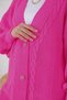 Women's Vibrant Pink Hair Braid Pattern Long Buttoned Relaxed Cut Knitwear Cardigan Hzl23W-Bd1100691 - 2