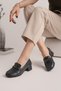 Genuine leather women's daily short heeled loafer shoes dc3520 - 3
