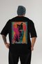For the Love of Cats 72 Cats Printed Black Oversize T-Shirt 100% Cotton Unisex Cat Lover Premium Design - 2