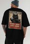 For the Sake of Cats 113 Cat Printed Black Oversize T-Shirt 100% Cotton Unisex Cat Lover Premium Design - 6
