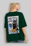 For the Love of Cats 111 Cat Printed Green Oversize T-Shirt 100% Cotton Unisex Cat Lover Premium Design - 3
