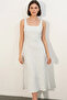 Women's Square Neck Polka Dot White Dress