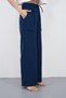 Muslin Palazzo Trousers Women's Summer Loose Wide Leg Casual Comfortable Elastic Waist Pocketed Daily Stylish Trousers - 3