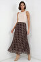 Women's Patterned Chiffon Brown Skirt - 6