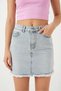 Women's Crew Neck Regular Waist Tasseled Mini Cotton Blue Denim Skirt - 6