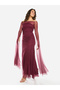 Sheer Overlay Off-Shoulder Maxi Dress - 3