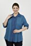 Women's Blue Garnished Viscose Plus Size Shirt - 3