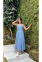 Strawberry Fabric Belt Detailed Midi Length Blue Dress - 2