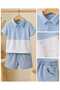 Baby Boy Polo Collar Patterned T-Shirt Shorts 2-Piece Set - 3