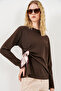 Women's Scarf Detailed Blouse 1420 - Brown - 3