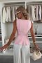 Women Woven Sleeveless Peplum Blouse Stylish Elegant Office Daily Wear - 2
